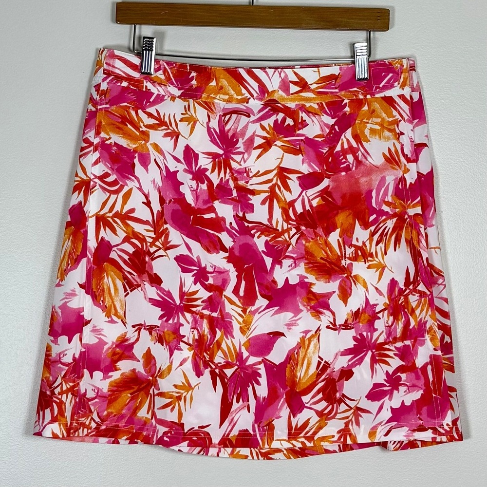 RipSkirt Hawaii Womens Skirt Size M Pink Orange Floral Wrap Length 2 Resort